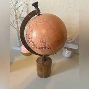 Pink Globe with Wooden Base